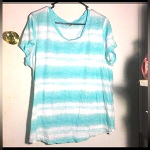 XL womans 100% cotton  t-shirt style & co, blue white stripes